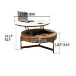 Elegant Sintered Stone Tea Table with Stainless Steel Frame and PU Leather Linen Finish fjnl-2449