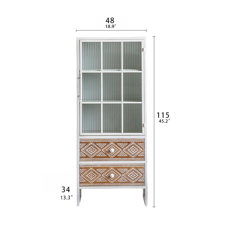 Stylish Display Cabinet with Chinese Fir and Glass Doors - Elegant Storage Solution with Intricate Detailing hdst-4314