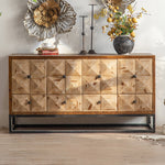 Rustic Charm Chinese Fir Cabinet with Geometric Design – Elegant Storage Solution hdst-4218