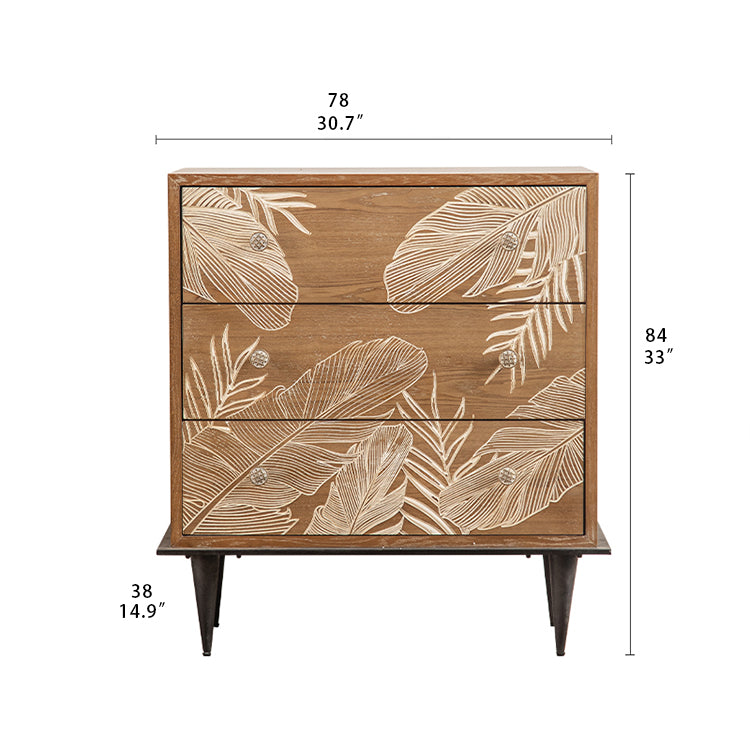 Elegant Chinese Fir Cabinet with Leaf Design – Stylish Storage Solution for Modern Homes hdst-4220