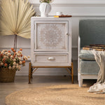 Vintage-Inspired Pine Cabinet with Intricate Mandala Design - Elegant Storage Solution hdst-4242