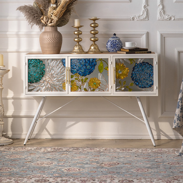 Stylish Chinese Fir Cabinet with Tempered Glass Doors - Modern Accent Storage Unit hdst-4322