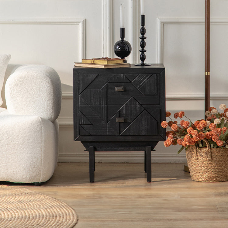 Modern Black Geometric Cabinet with Chinese Fir and Density Board Construction hdst-4224