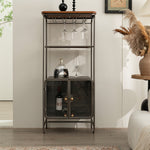 Sleek Pine and Glass Cabinet with Wine Rack and Display Shelves hdst-4308