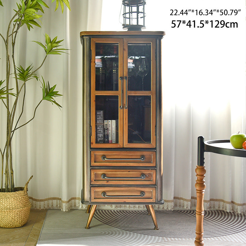 Elegant Multi-Layer Glass Display Cabinet with Chinese Fir Finish fczym-2347