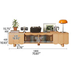 Stylish Beech Wood & Glass TV Stand with Modern Wave Design, Perfect for Living Room Decor hns-4122
