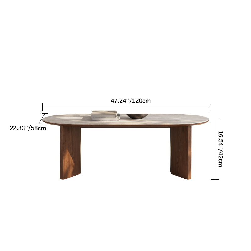 Stylish Sintered Stone Coffee Table with Solid Wood Finish for Modern Living Rooms fmus-4080
