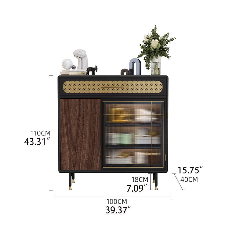 Sleek Multi-layer Board Cabinet with Stainless Glass - Modern Chic Storage Solution fmsjj-4201