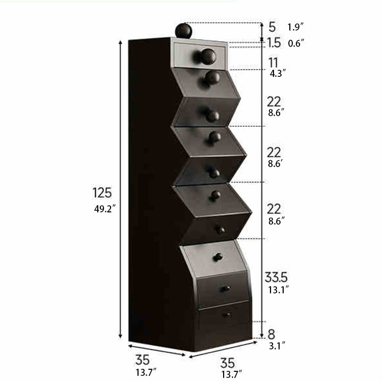 Unique Zigzag Drawer Pine Cabinet - Stylish Storage Solution for Modern Homes hlxl-4406