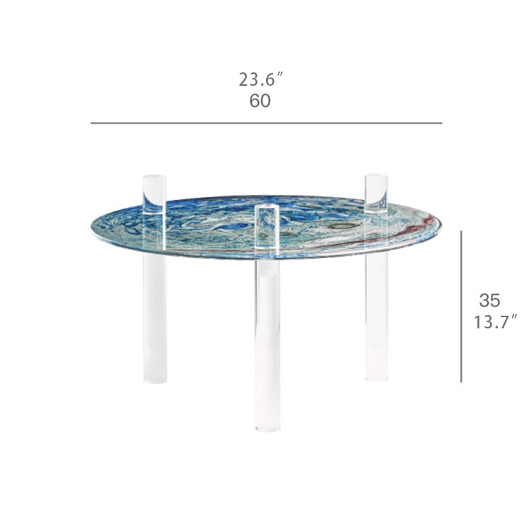 Stylish Tempered Glass Coffee Table with Acrylic Legs - Modern Living Room Centerpiece hms-4062