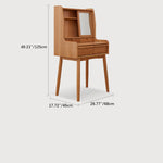 Elegant Natural Cherry Wood Makeup Table with Glass Top fcp-1321