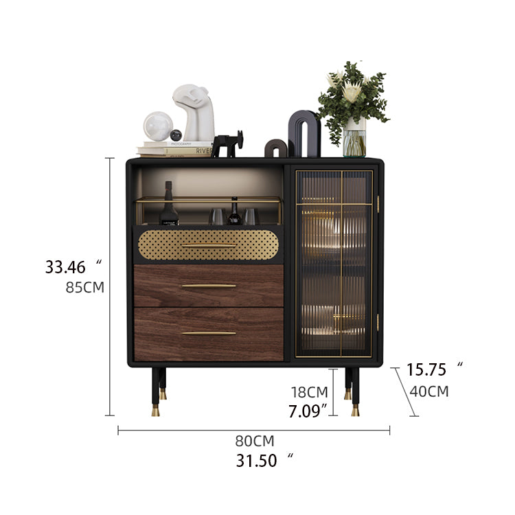 Modern Multi-Layer Board Cabinet with Stainless Steel and Glass Accents - Elegant Storage Solution fmsjj-4198