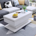 Modern Wooden Tea Table with Storage and Adjustable Height for Living Room fcx-2592