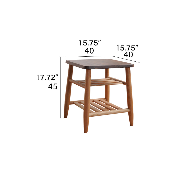 Stylish Tea Table in Cherry Wood & Walnut with Elegant Rattan Design fyx-874
