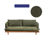 Luxurious Dark Green Sofa with Natural Wood Accents and Goose Down Cushions fyx-825