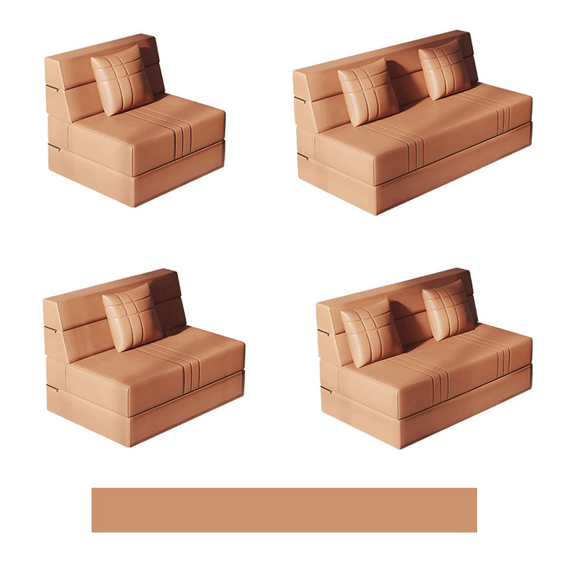 Modern Leathaire Sofa in Orange, Beige, and Light Blue for Stylish Living Rooms fsq-1423