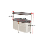 Sleek Rolling Tea Table with Rattan Cabinet and Dark Wood Top - Modern Décor hsj-2252