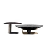 Modern Walnut Wood & Tempered Glass Tea Table - Solid Wood and Stainless Steel Design fjx-2694