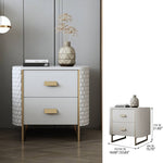 Luxurious Faux Leather Nightstand with Modern Gold Accents fzyhs-2735