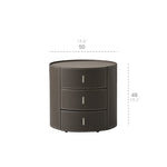Sleek Round Bedside Cupboard with Synthetic Leather Finish and Ample Storage hms-4073