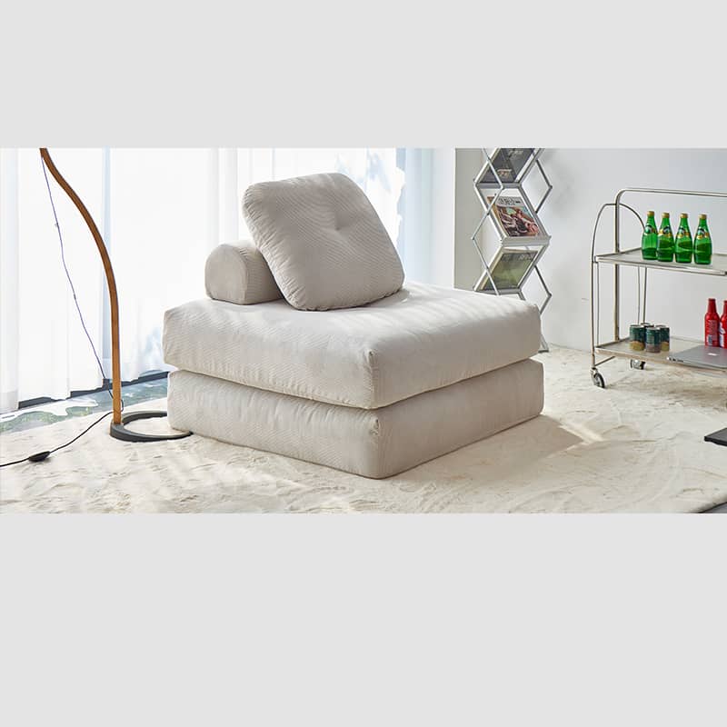 Cozy Down-Filled Corduroy Sofa in Beige, Red, and Green fwlp-938