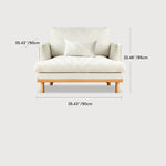 Luxury Goose Down Sofa with Light Gray Cotton and Beige Faux Leather Accents, Cherry Wood Frame fcp-1298