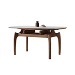 Sleek Brown Light Sintered Stone Dining Table with Elegant Ash Wood Finish fnl-276