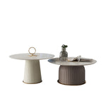 Elegant Ceramic Carbon Steel Tea Table with Microfiber Leather Finish fdl-2601