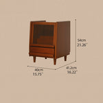 Cherry Wood Nightstand with Glass and Boxwood Accents - Elegant Design for Bedroom Storage fpmxm-2799