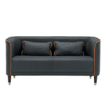 Luxury Dark Blue Sofa with Light Gray Accents and Wooden Touch - Perfect Blend of Techno Fabric and Style qm-2