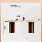 Solid Wood Sintered Stone Table – Elegant and Durable Dining Solution fjx-2664