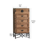 Rustic Charm Bedside Cupboard with Chinese Fir and Density Board - Vintage Style Storage Solution hdst-4232