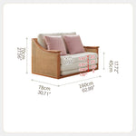 Elegant Off-White Faux Lambswool Sofa with Natural Rattan and Ash Wood Accents tzm-544