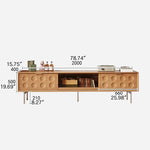 Modern TV Stand with Beech and Glass Finish - Stylish Entertainment Center with Metal and Stainless Steel Accents hns-4116