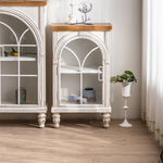Elegant Pine and Glass Cabinet with Arch Design - Perfect for Living Room Display hdst-4236