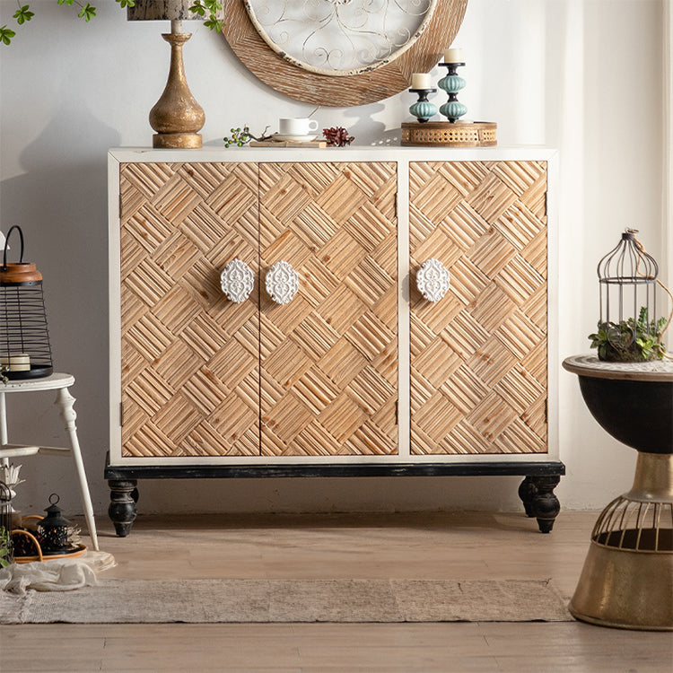 Stylish Chinese Fir Cabinet with Intricate Pattern Design for Elegant Living Spaces hdst-4304