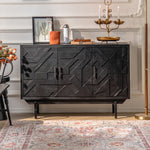 Modern Black Geometric Cabinet with Chinese Fir and Density Board Construction hdst-4224