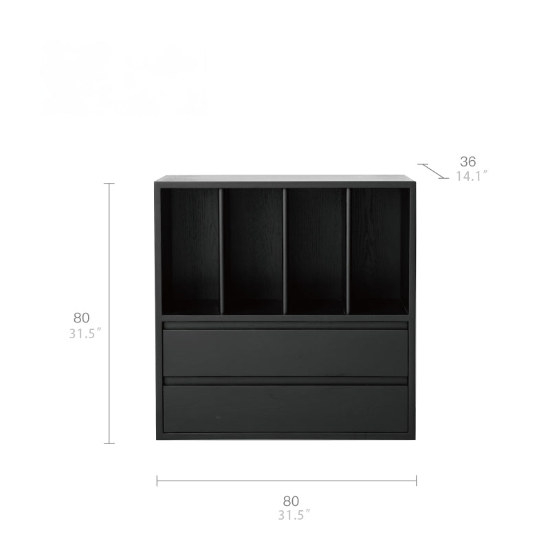 Modern Ash Wood Cabinet with Multi-Layer Shelves and Tempered Glass Doors hms-4059