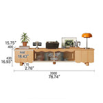 Stylish Beech Wood & Glass TV Stand with Modern Wave Design, Perfect for Living Room Decor hns-4122