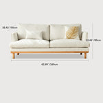 Luxury Goose Down Sofa with Light Gray Cotton and Beige Faux Leather Accents, Cherry Wood Frame fcp-1298