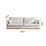 Natural Oak and Pine Wood Sofa with Beige Corduroy and Goose Down Cushions hmyf-1272