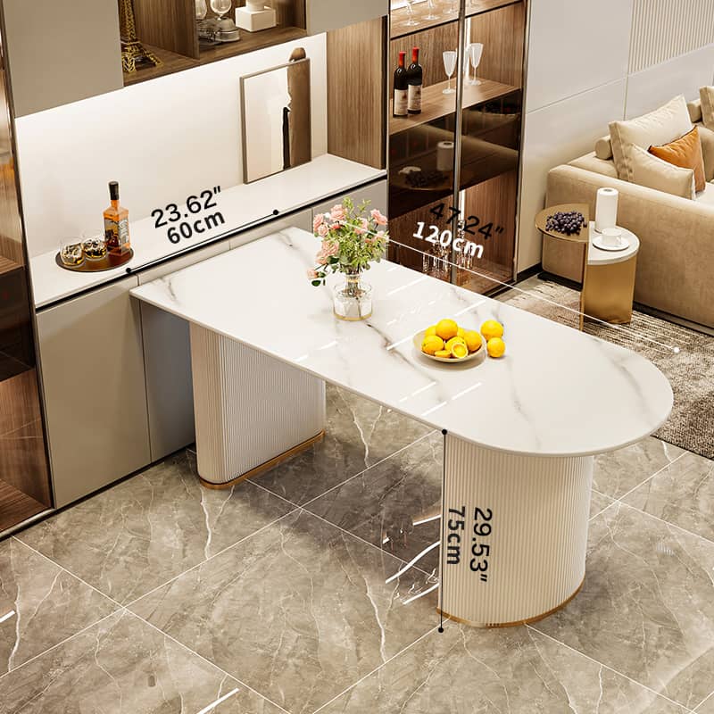 Sleek Sintered Stone Dining Table with Luxurious Faux Leather Chairs for Modern Elegance fel-2021