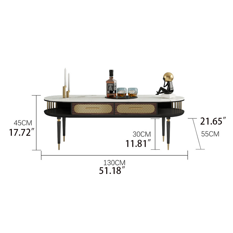 Elegant Modern Tea Table - Multi-layer Board & Ceramic Sintered Stone with Stainless Accents fmsjj-4203