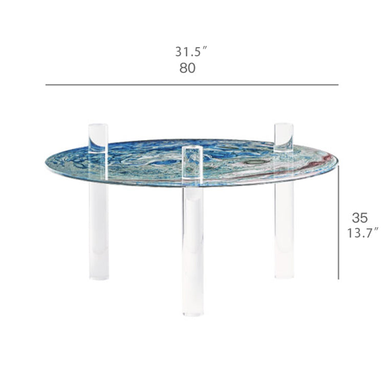 Stylish Tempered Glass Coffee Table with Acrylic Legs - Modern Living Room Centerpiece hms-4062