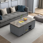 Modern Solid Wood Tea Table with Synthetic Leather Accents - Perfect for Stylish Living Rooms fcx-2588