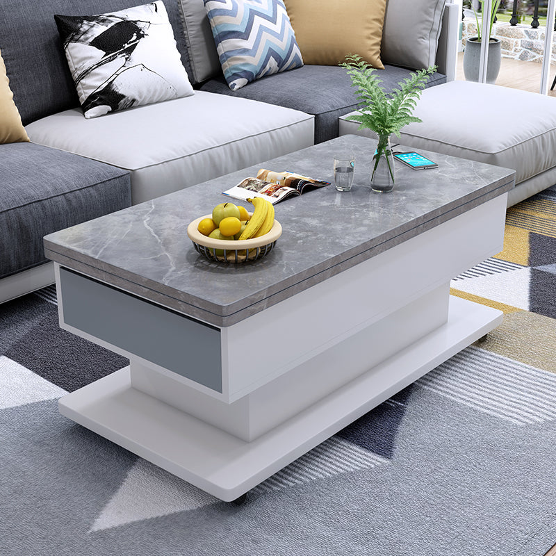 Modern Wooden Tea Table with Storage and Adjustable Height for Living Room fcx-2592