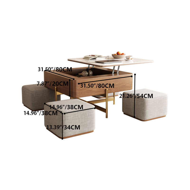 Sleek Sintered Stone & Stainless Steel Tea Table with Elegant Linen Accents fjnl-2452