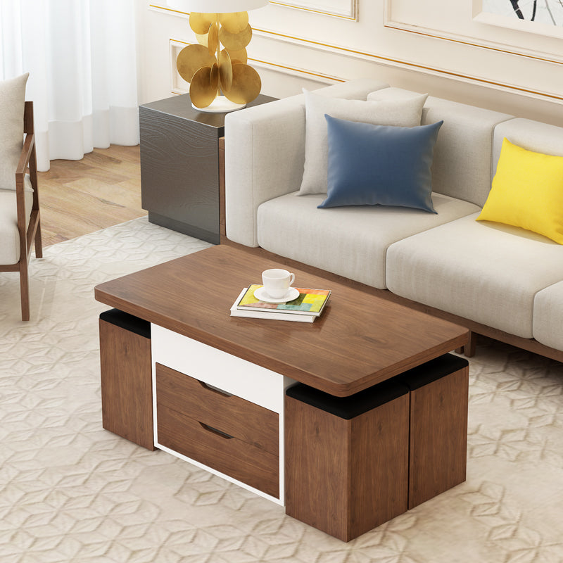 Modern Multi-layer Board Tea Table with Synthetic Leather Seating - Perfect for Elegant Dining Spaces fcx-2590