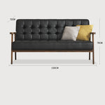 Modern Ash Wood Faux Leather Sofa - Sleek Black, Light Brown & Gray Design fcp-1304