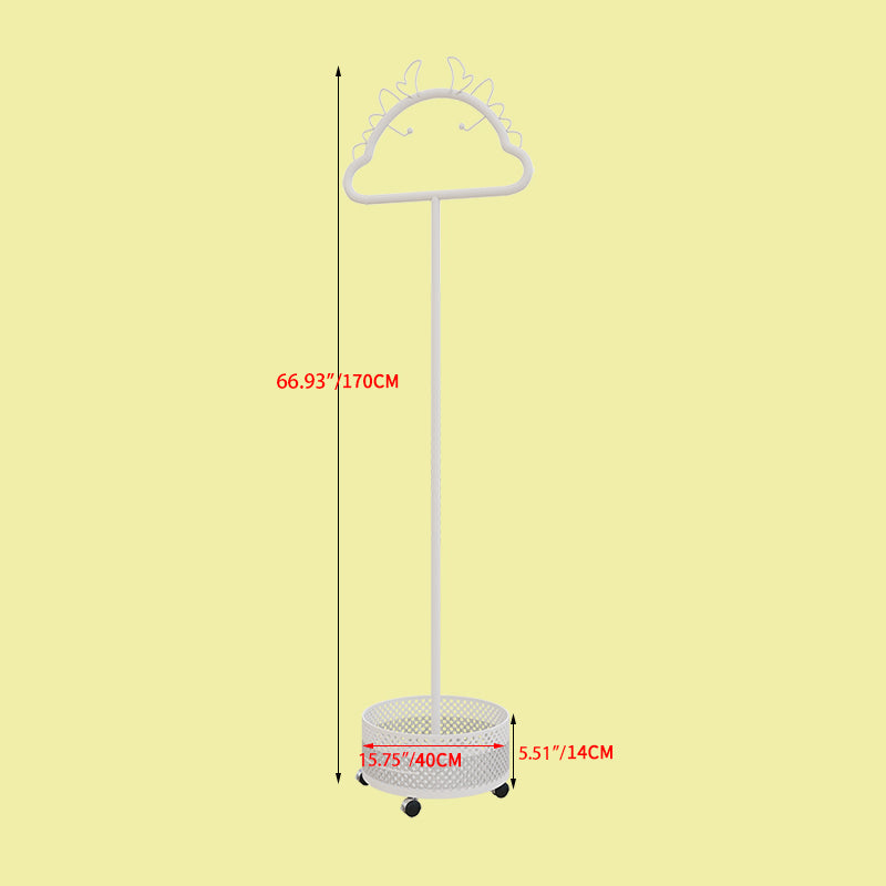 Stylish Metal Coat Hanger with Wheels and Convenient Storage Basket hsj-2253